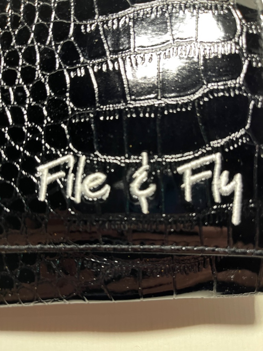 Black Croc-Embossed “File & Fly”Wallet - Picture 2 of 9